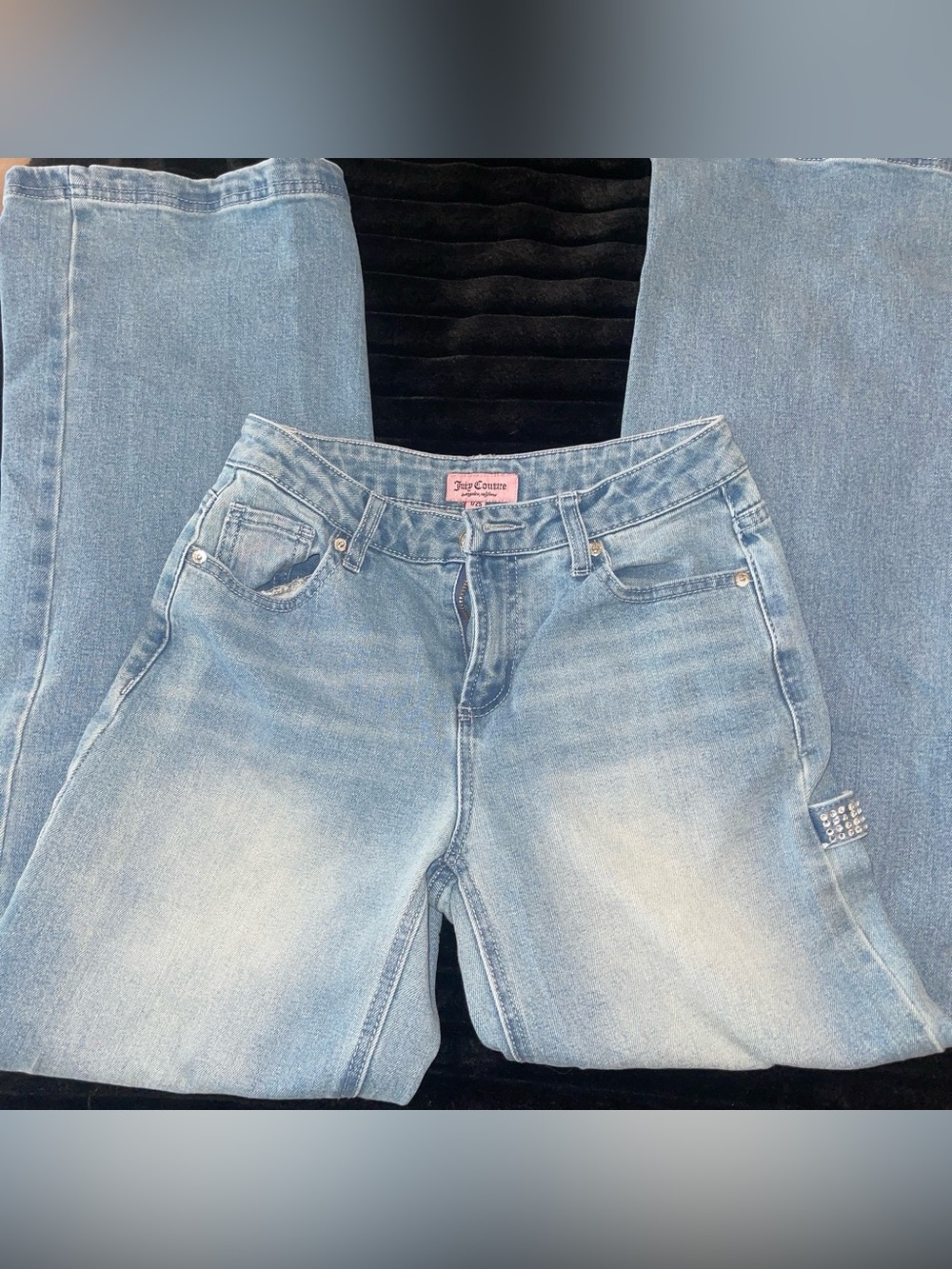 Juicy Couture Light Blue Wide-Leg Denim Jeans with Pink Label